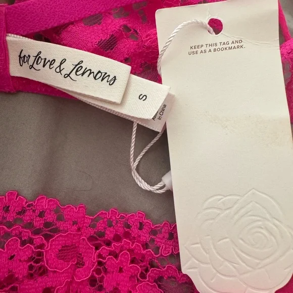 NWT For Love And Lemons Beautiful Pink Lingerie Lace Butterflies Size Small - Picture 4 of 9